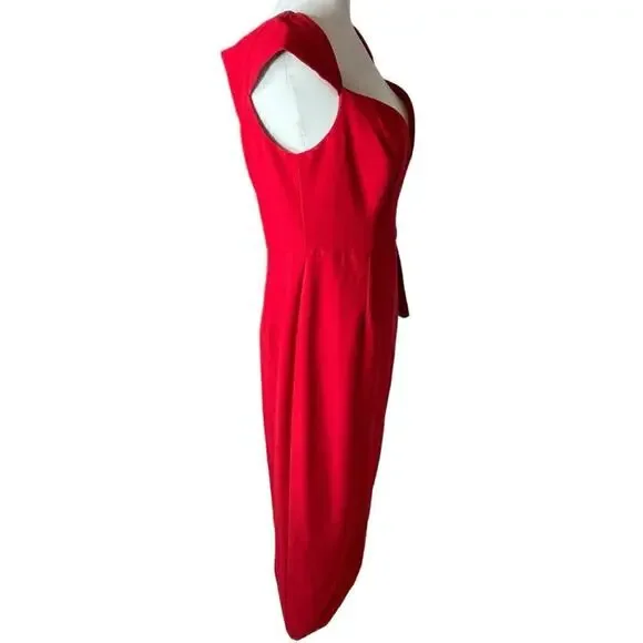 Black Halo Eve by Laurel Berman Red Ruffled Ponte Gown | Size 12 - Picture 3 of 9